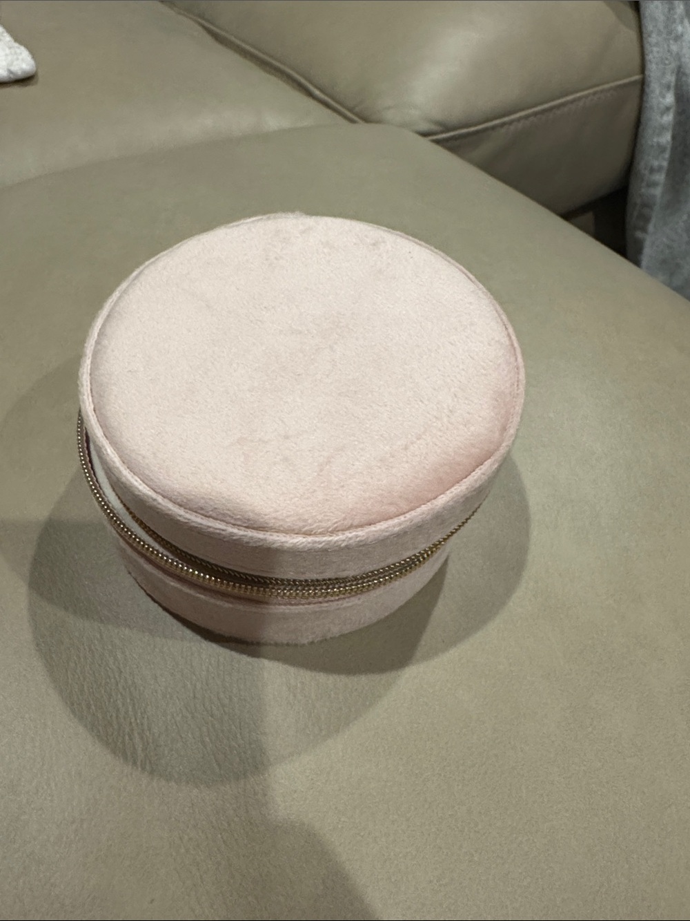 Soft Round Pink Jewelry Case with Gold Zipper